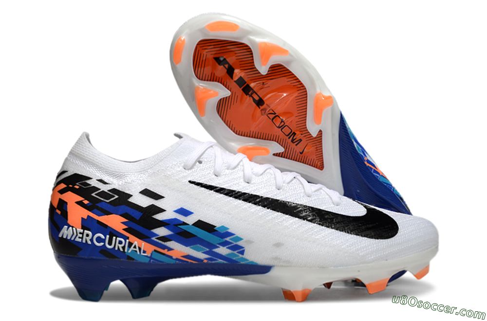 Nike Air Zoom Mercurial Vapor 16 Elite FG Firm Ground Soccer Cleats - White/Black/Blue/Orange 5