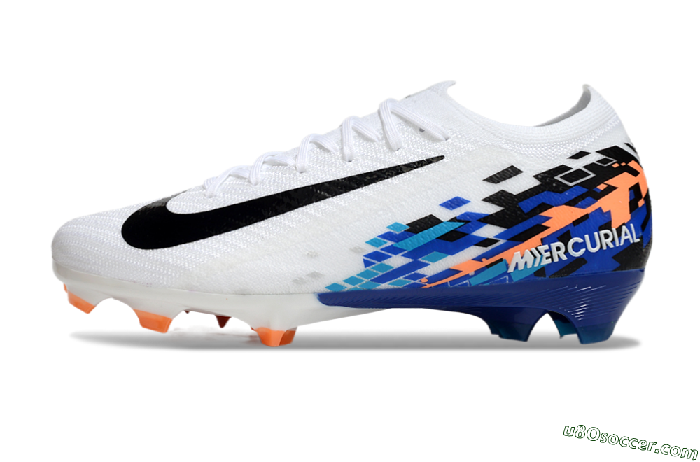 Nike Air Zoom Mercurial Vapor 16 Elite FG Firm Ground Soccer Cleats - White/Black/Blue/Orange 4