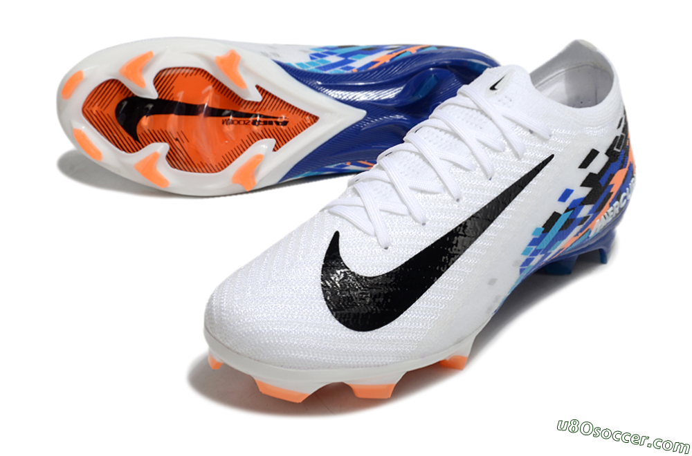 Nike Air Zoom Mercurial Vapor 16 Elite FG Firm Ground Soccer Cleats - White/Black/Blue/Orange 3