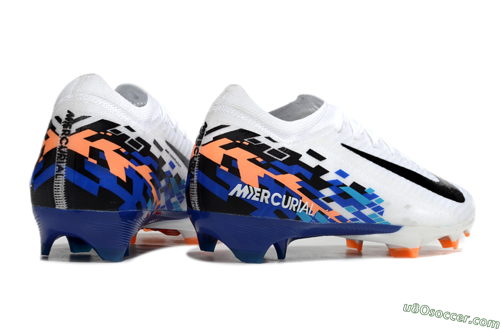 Nike Air Zoom Mercurial Vapor 16 Elite FG Firm Ground Soccer Cleats - White/Black/Blue/Orange 0
