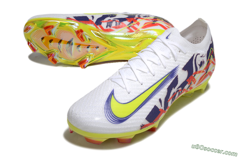 Nike Air Zoom Mercurial Vapor 16 Elite FG Firm Ground Soccer Cleats - White/Blue/Yellow 3