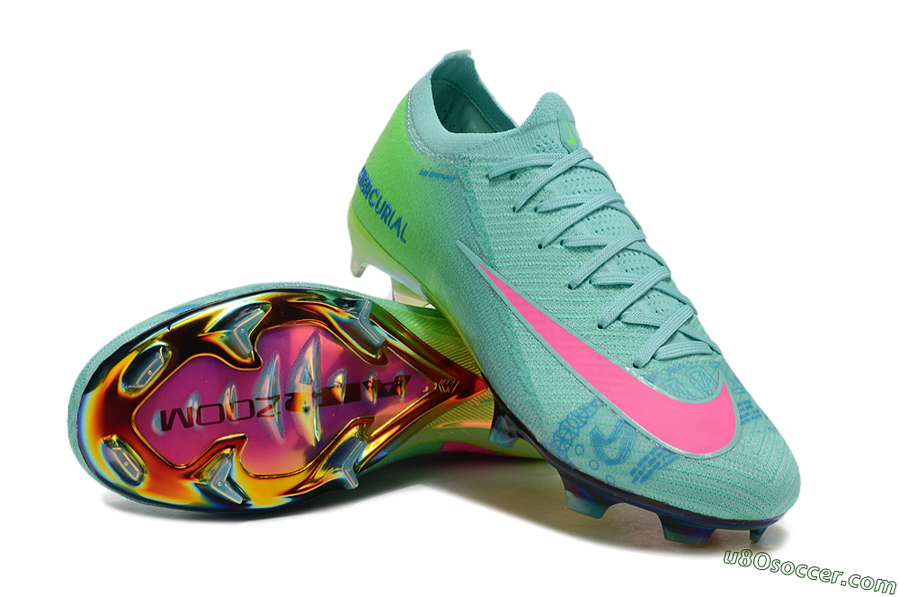 Nike Air Zoom Mercurial Vapor 16 Elite FG Firm Ground Soccer Cleats - Jade/Pink/Blue 4