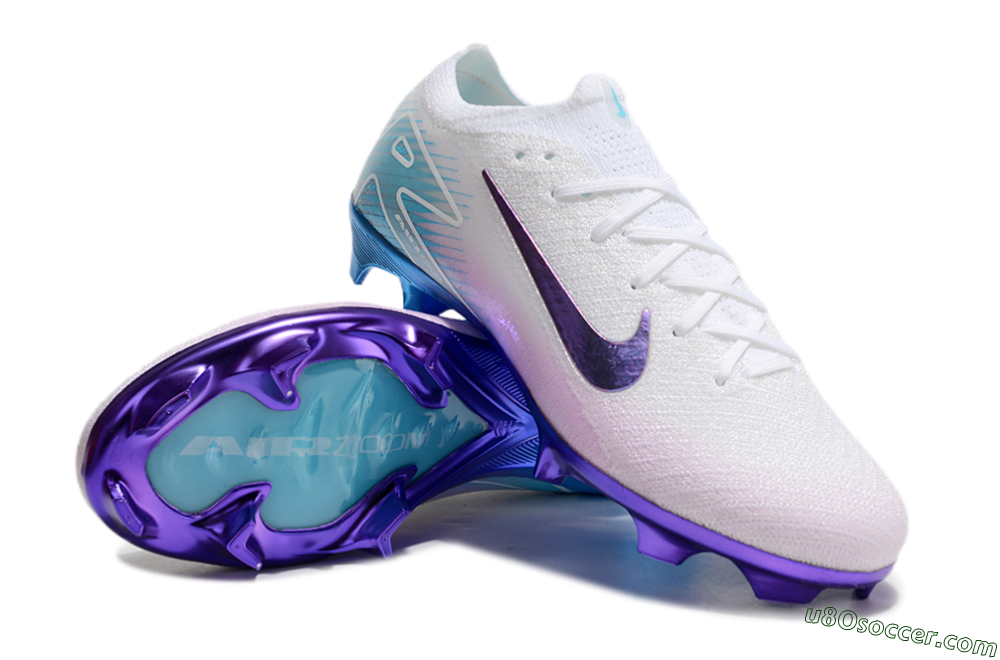 Nike Air Zoom Mercurial Vapor 16 Elite FG Firm Ground Soccer Cleats - White/Purple/Blue 3