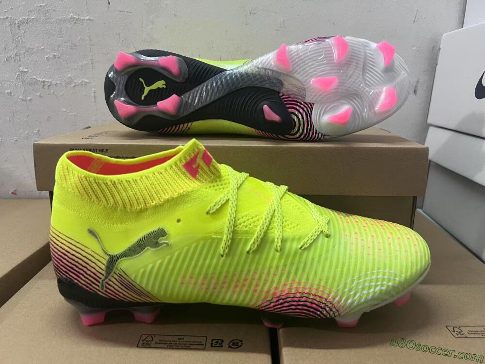 Puma Future 8 Ultimate FG Firm Ground Soccer Cleats - Yellow/Pink/Black