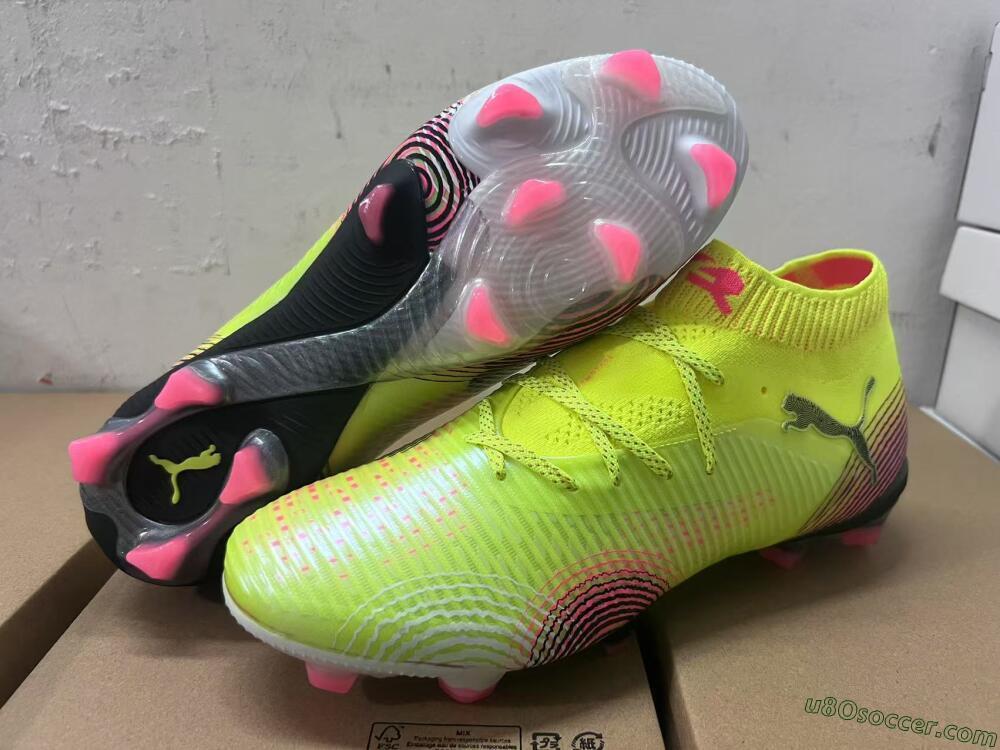 Puma Future 8 Ultimate FG Firm Ground Soccer Cleats - Yellow/Pink/Black