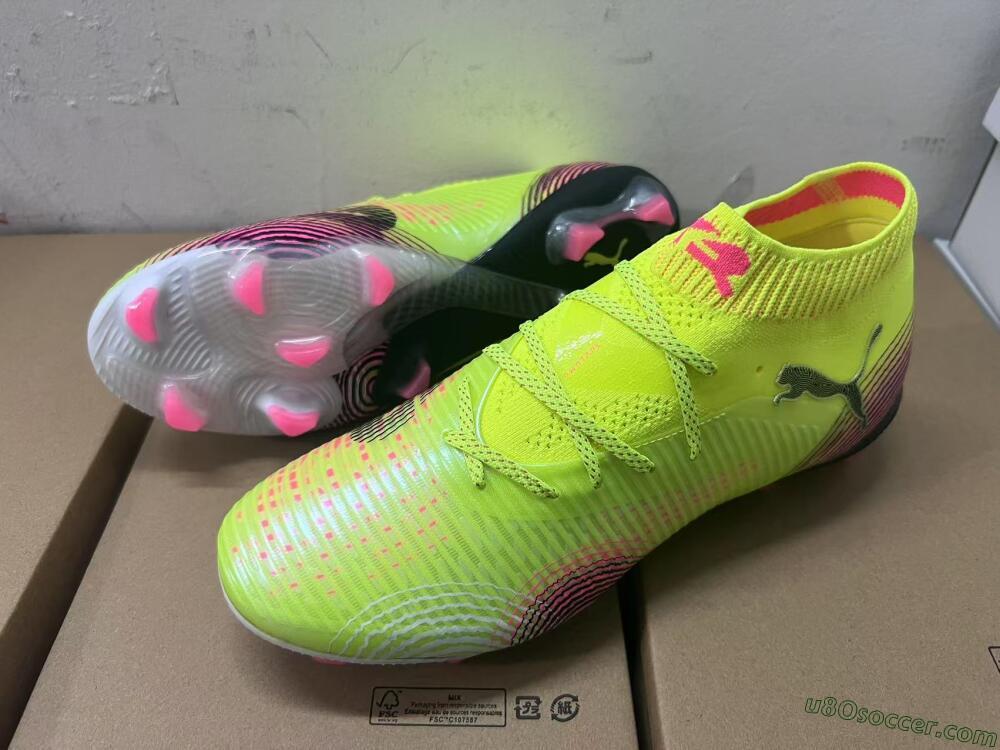 Puma Future 8 Ultimate FG Firm Ground Soccer Cleats - Yellow/Pink/Black