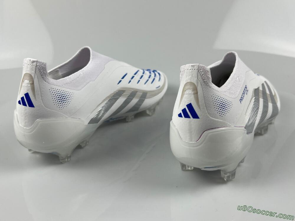 Adidas Predator Laceless Elite 25 FG Firm Ground Soccer Cleats - White/Blue/Silver