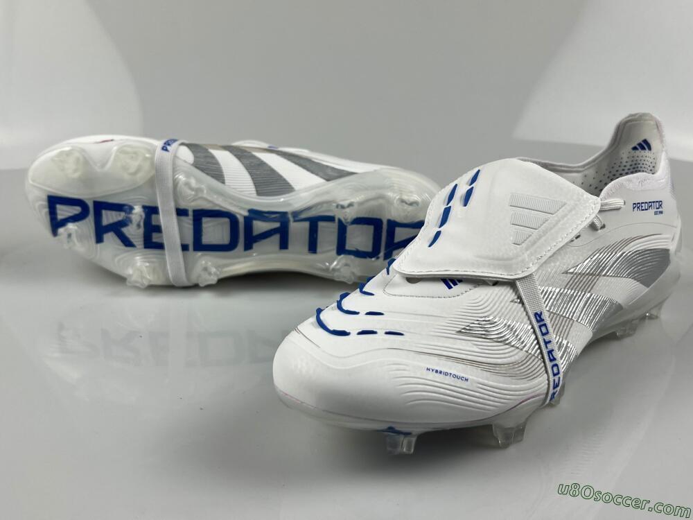 Adidas Predator Elite 25 Foldover Tongue FG Firm Ground Soccer Cleats - White/Blue/Silver