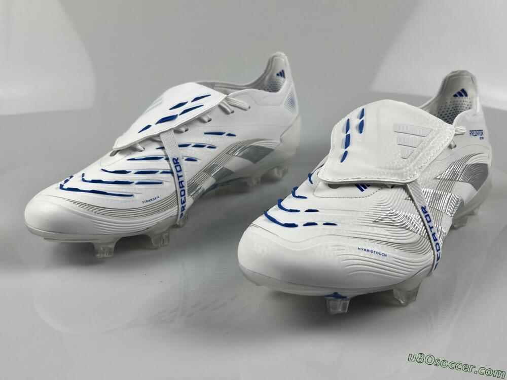 Adidas Predator Elite 25 Foldover Tongue FG Firm Ground Soccer Cleats - White/Blue/Silver