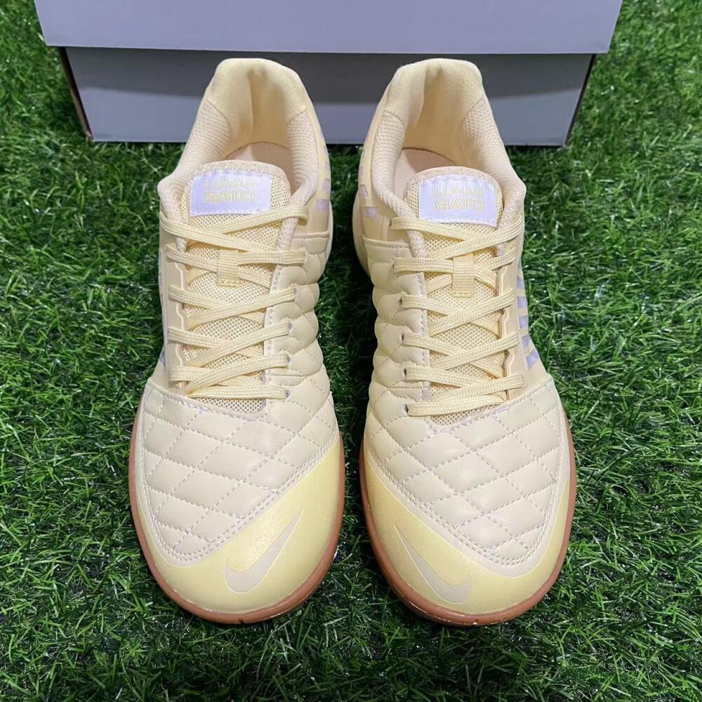 Nike Lunar Gato 2 IC Indoor & Futsal Soccer Shoes - Yellow/White/Brown
