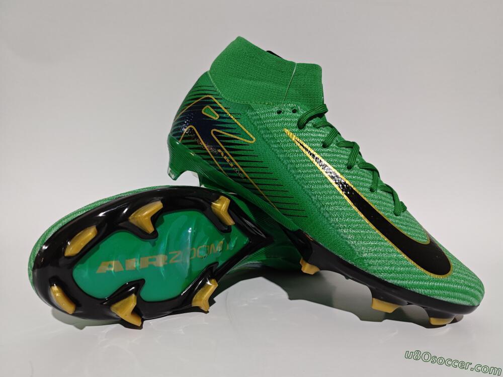 Nike Air Zoom Mercurial Superfly 10 Elite FG Firm Ground Soccer Cleats - Green/Gold/White