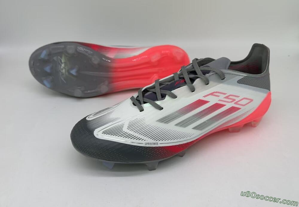 Adidas F50 Elite FG Firm Ground Soccer Cleats - White/Silver/Red/Black
