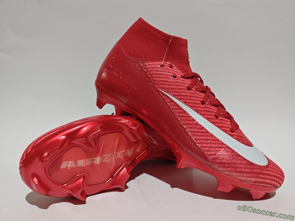 Nike Air Zoom Mercurial Superfly 10 Elite FG Firm Ground Soccer Cleats - Red/White