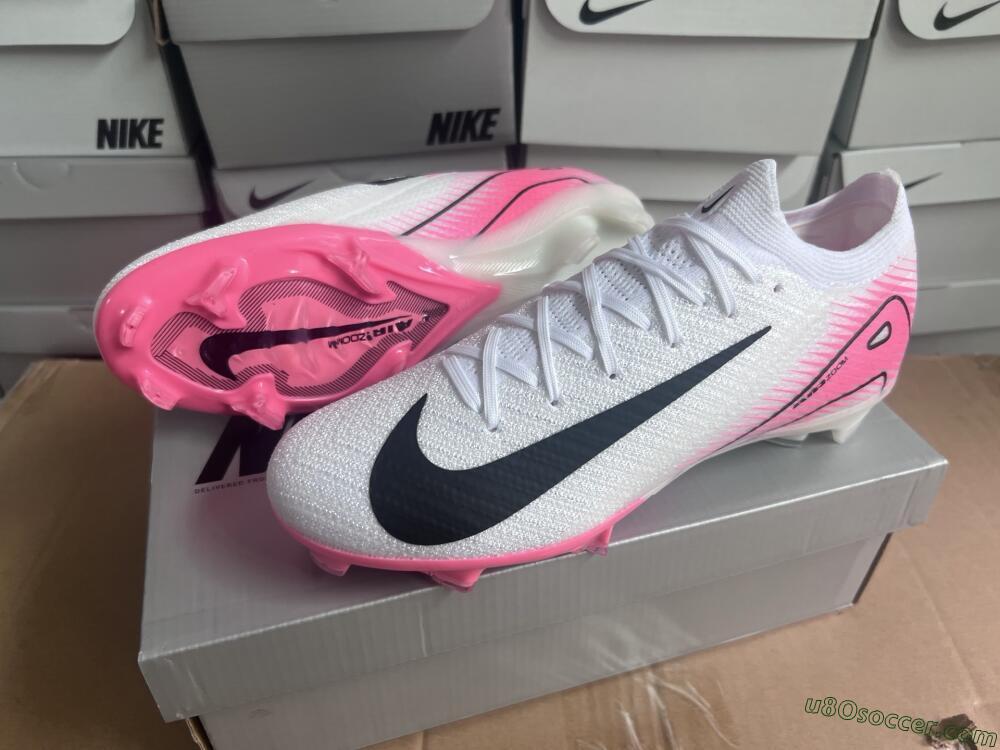 Nike Air Zoom Mercurial Vapor 16 Elite FG Firm Ground Soccer Cleats - White/Black/Pink