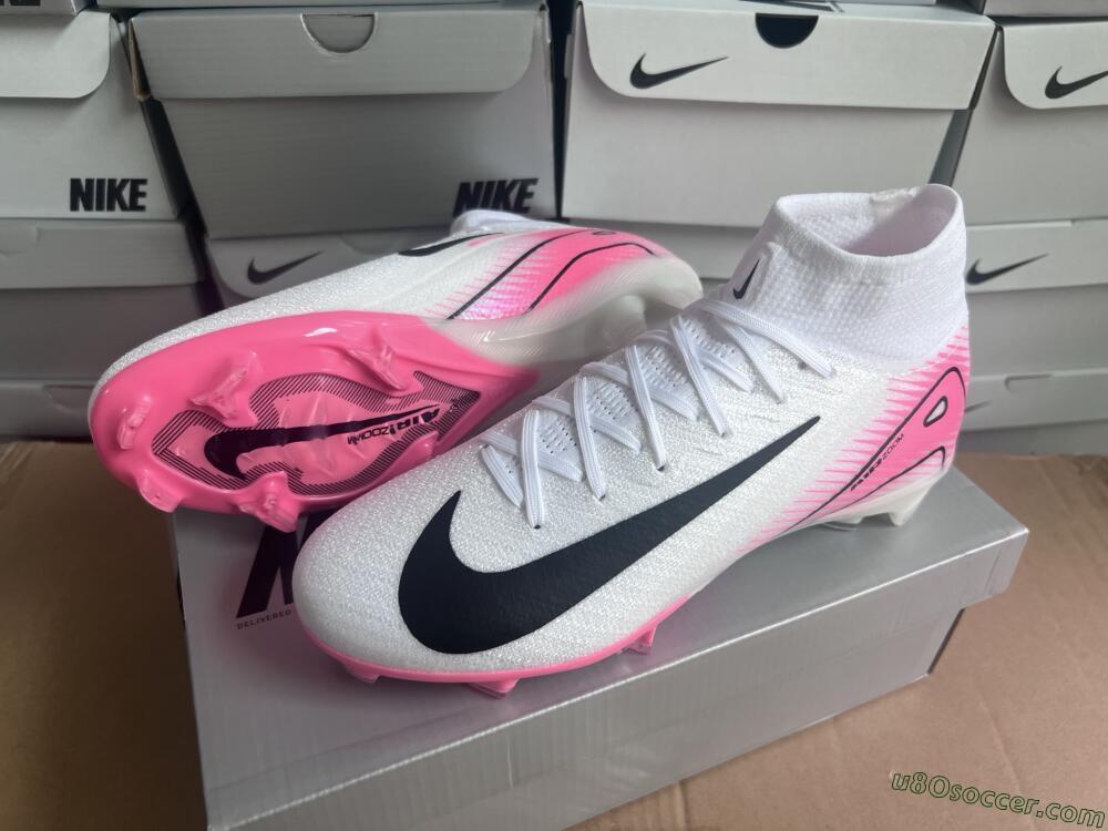 Nike Air Zoom Mercurial Superfly 10 Elite FG Firm Ground Soccer Cleats - White/Black/Pink