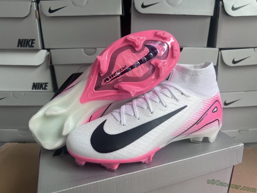 Nike Air Zoom Mercurial Superfly 10 Elite FG Firm Ground Soccer Cleats - White/Black/Pink