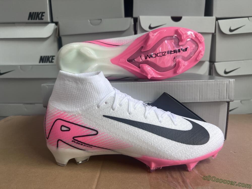 Nike Air Zoom Mercurial Superfly 10 Elite FG Firm Ground Soccer Cleats - White/Black/Pink