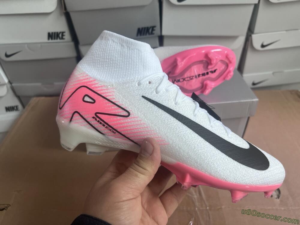 Nike Air Zoom Mercurial Superfly 10 Elite FG Firm Ground Soccer Cleats - White/Black/Pink