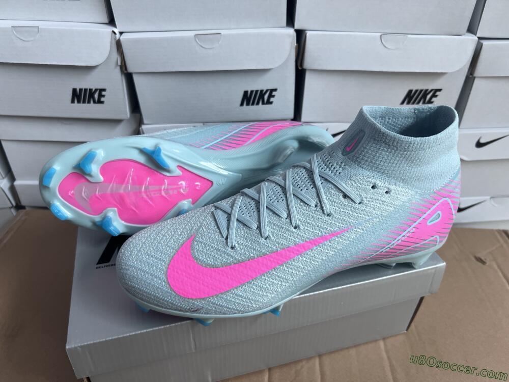 Nike Air Zoom Mercurial Superfly 10 Elite FG Firm Ground Soccer Cleats - Jade/Pink/Silver