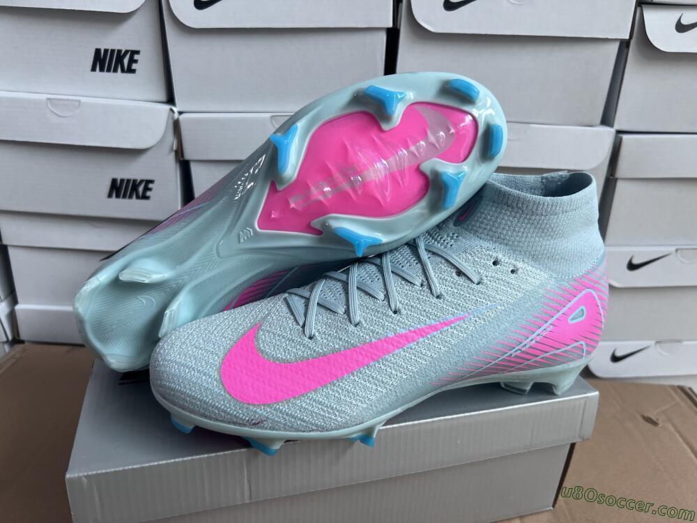 Nike Air Zoom Mercurial Superfly 10 Elite FG Firm Ground Soccer Cleats - Jade/Pink/Silver
