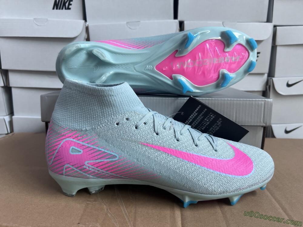 Nike Air Zoom Mercurial Superfly 10 Elite FG Firm Ground Soccer Cleats - Jade/Pink/Silver