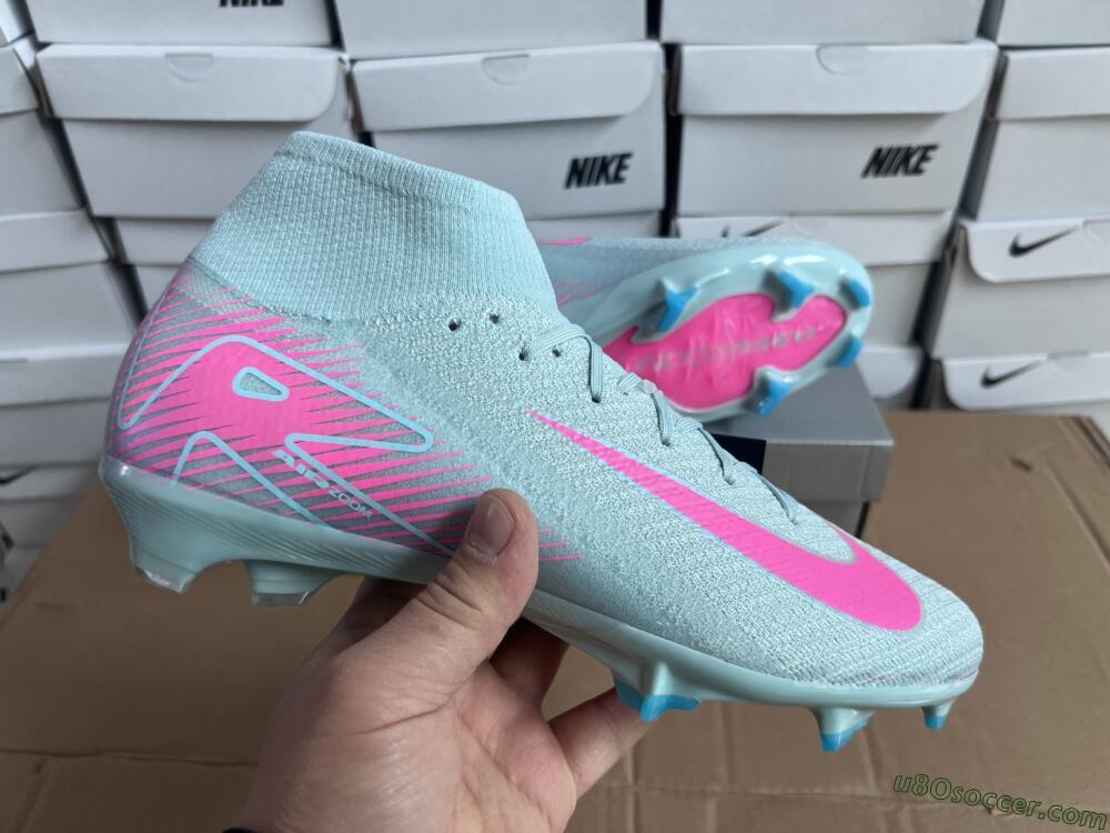 Nike Air Zoom Mercurial Superfly 10 Elite FG Firm Ground Soccer Cleats - Jade/Pink/Silver