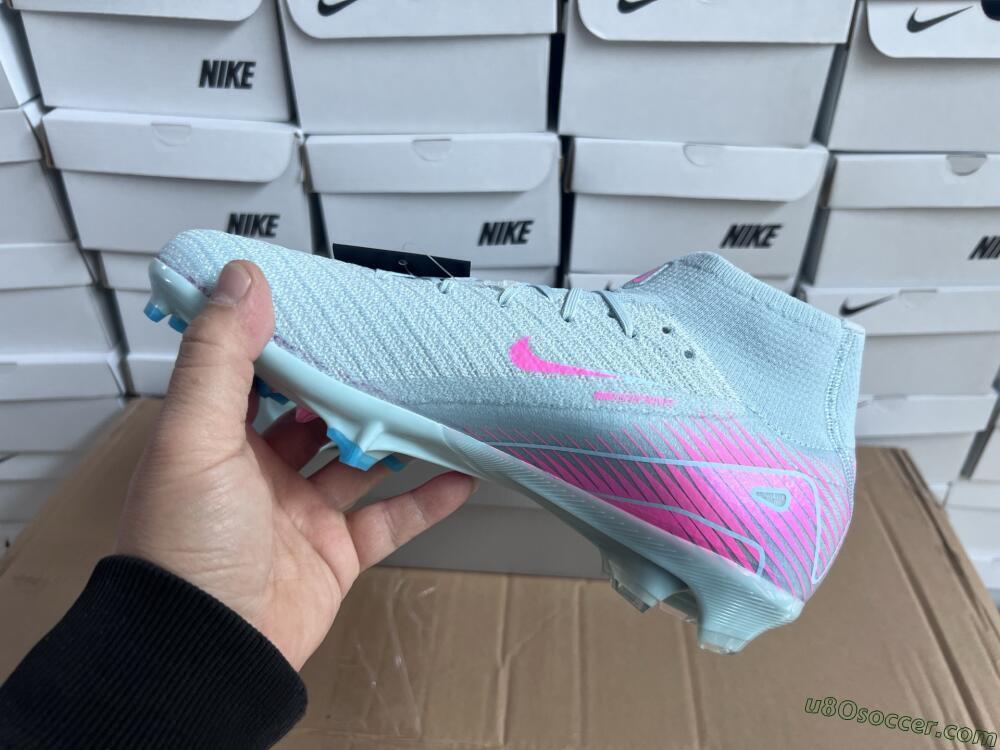 Nike Air Zoom Mercurial Superfly 10 Elite FG Firm Ground Soccer Cleats - Jade/Pink/Silver