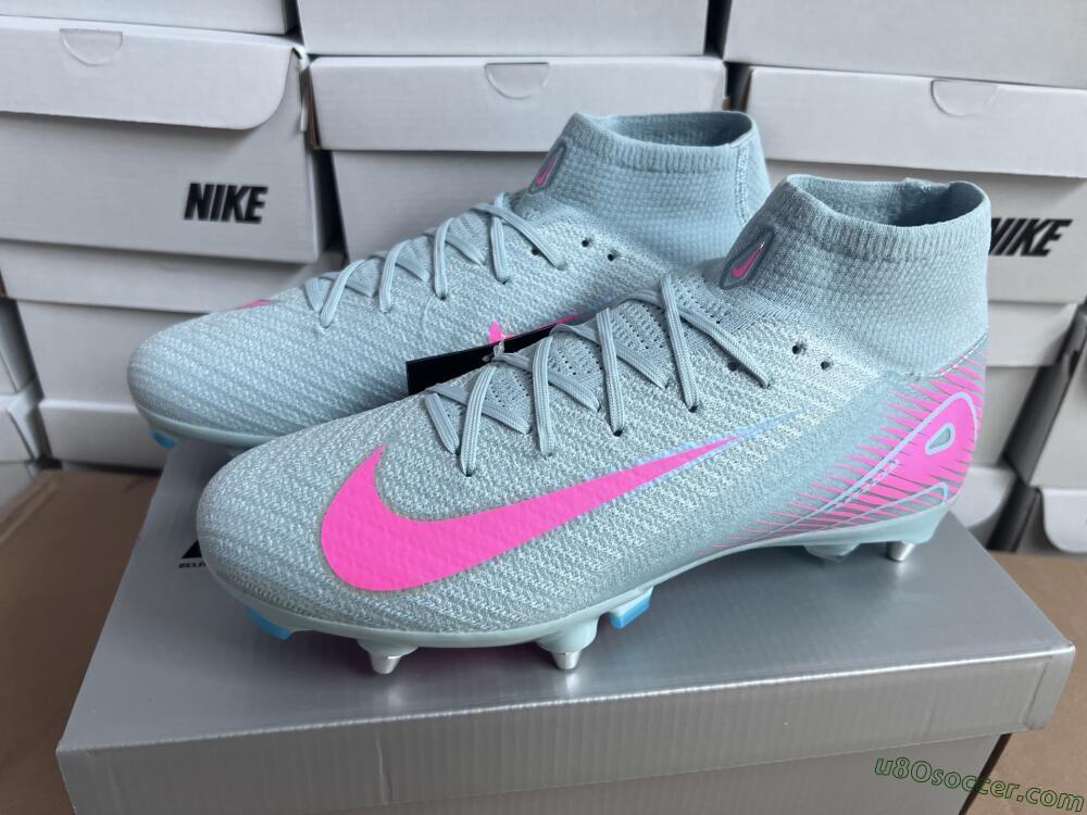 Nike Air Zoom Mercurial Superfly 10 Elite SG Soft Ground Soccer Cleats - Jade/Pink