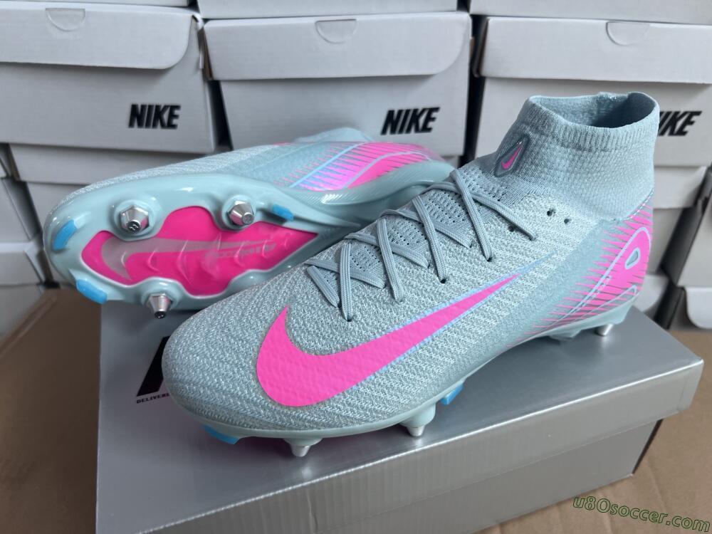 Nike Air Zoom Mercurial Superfly 10 Elite SG Soft Ground Soccer Cleats - Jade/Pink