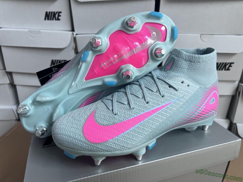 Nike Air Zoom Mercurial Superfly 10 Elite SG Soft Ground Soccer Cleats - Jade/Pink