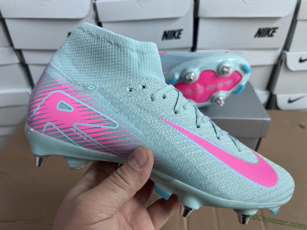 Nike Air Zoom Mercurial Superfly 10 Elite SG Soft Ground Soccer Cleats - Jade/Pink