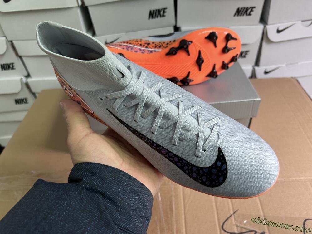 Nike Air Zoom Mercurial Superfly 10 Elite AG Artificial Grass Soccer Cleats - Grey/Black/Leopard