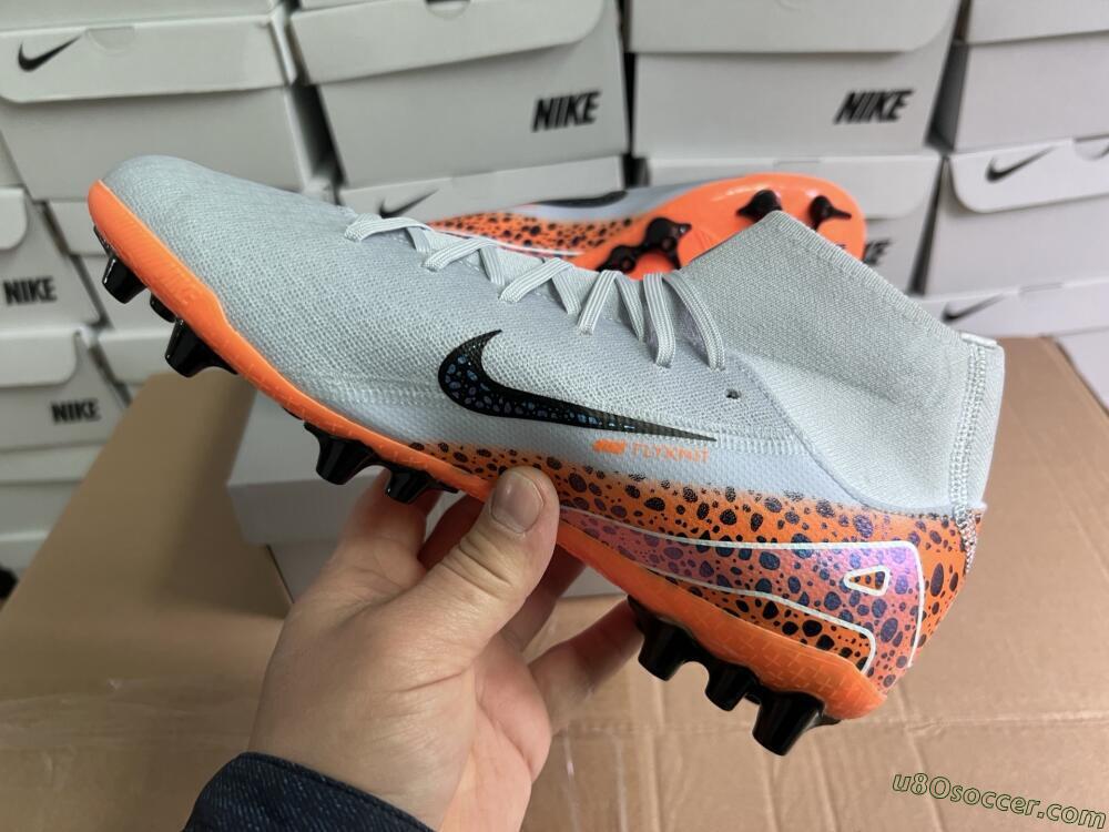 Nike Air Zoom Mercurial Superfly 10 Elite AG Artificial Grass Soccer Cleats - Grey/Black/Leopard