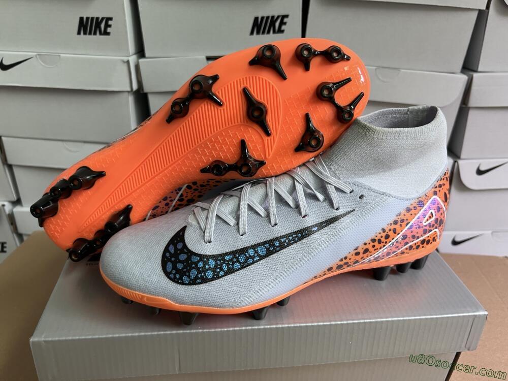 Nike Air Zoom Mercurial Superfly 10 Elite AG Artificial Grass Soccer Cleats - Grey/Black/Leopard