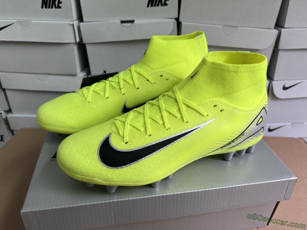 Nike Air Zoom Mercurial Superfly 10 Academy AG Artificial Grass Soccer Cleats - Yellow/Black/Silver