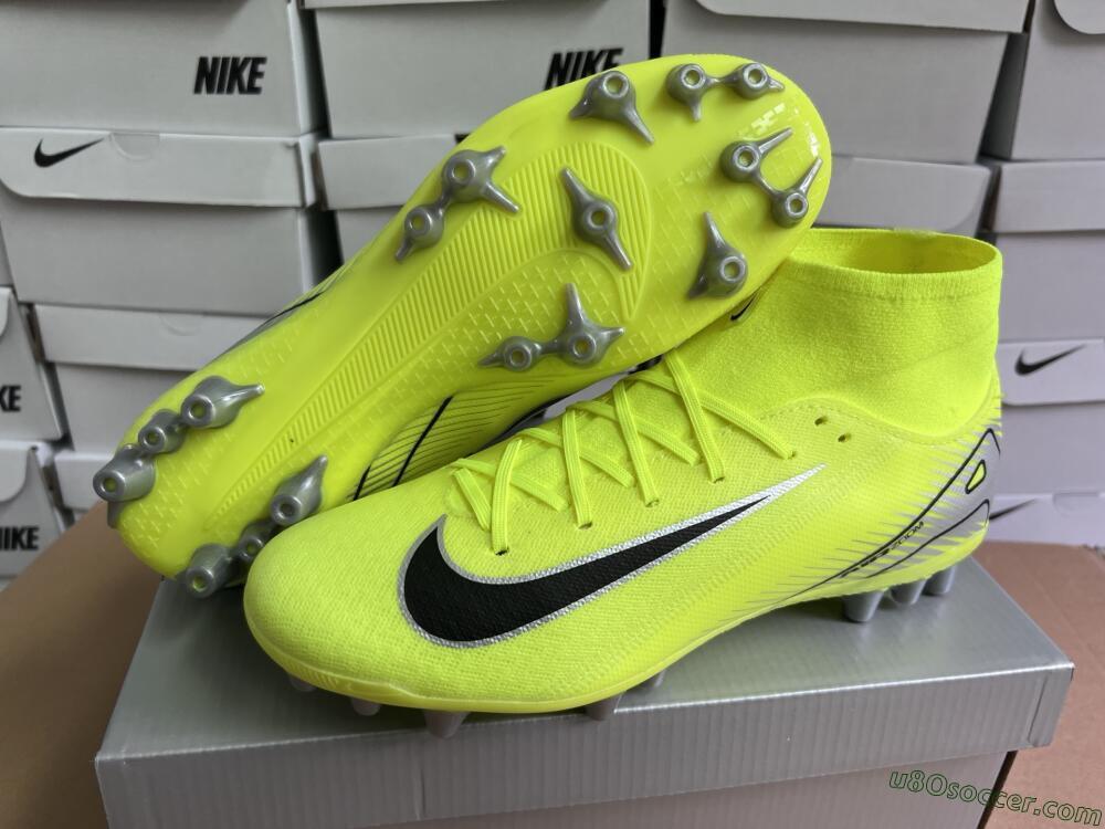 Nike Air Zoom Mercurial Superfly 10 Academy AG Artificial Grass Soccer Cleats - Yellow/Black/Silver