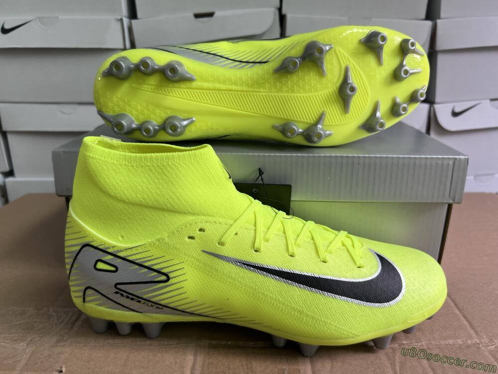 Nike Air Zoom Mercurial Superfly 10 Academy AG Artificial Grass Soccer Cleats - Yellow/Black/Silver