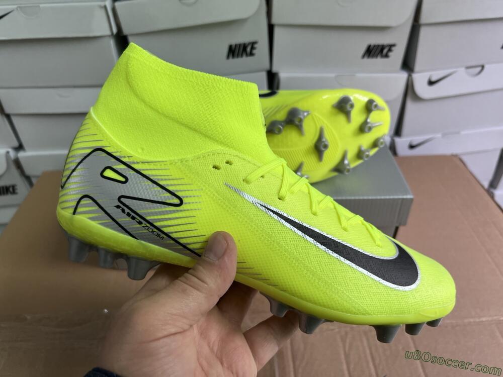 Nike Air Zoom Mercurial Superfly 10 Academy AG Artificial Grass Soccer Cleats - Yellow/Black/Silver