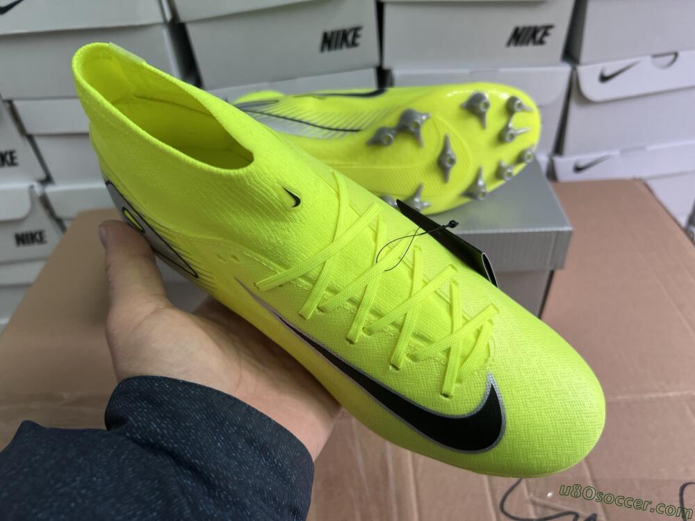 Nike Air Zoom Mercurial Superfly 10 Academy AG Artificial Grass Soccer Cleats - Yellow/Black/Silver