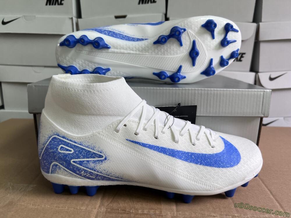 Nike Air Zoom Mercurial Superfly 10 Elite AG Artificial Grass Soccer Cleats - Beige/White/Blue