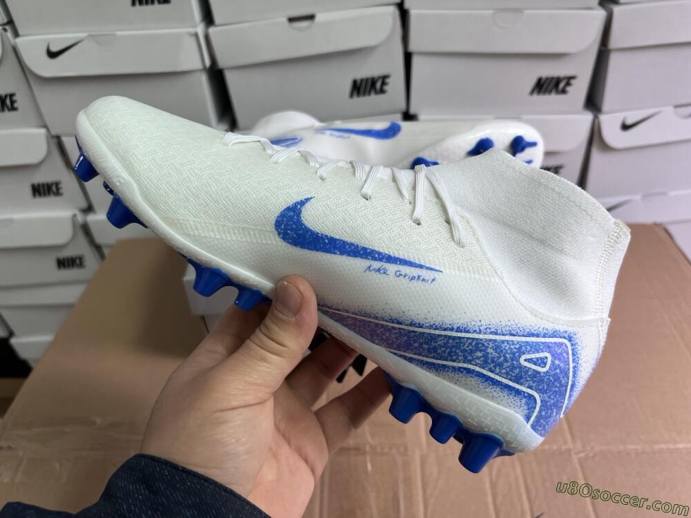 Nike Air Zoom Mercurial Superfly 10 Elite AG Artificial Grass Soccer Cleats - Beige/White/Blue