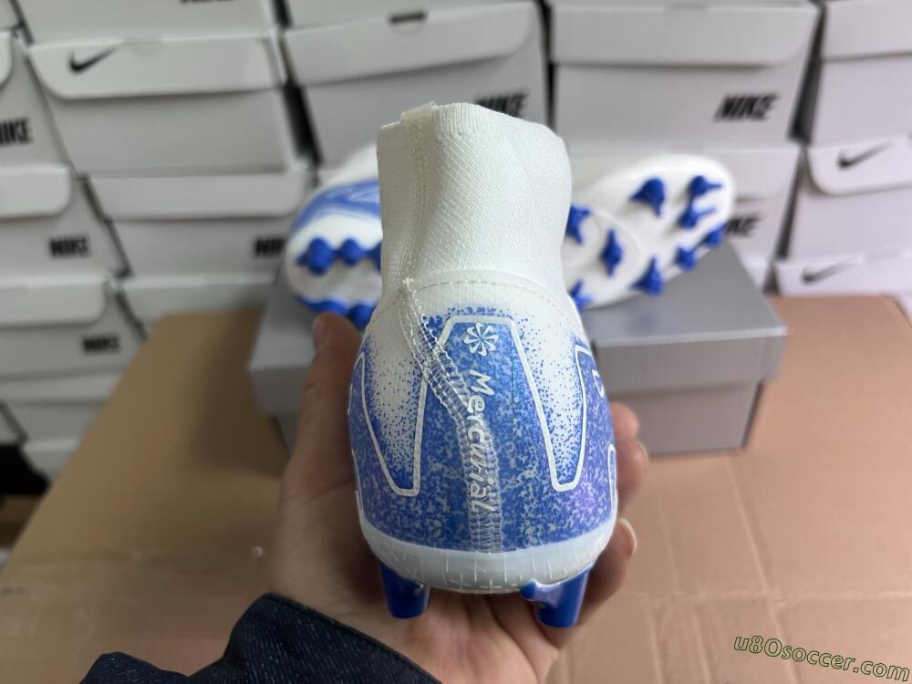Nike Air Zoom Mercurial Superfly 10 Elite AG Artificial Grass Soccer Cleats - Beige/White/Blue