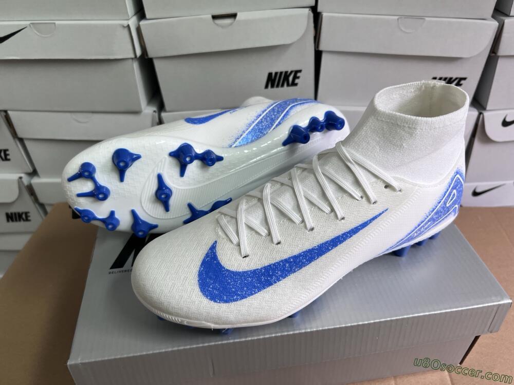 Nike Air Zoom Mercurial Superfly 10 Elite AG Artificial Grass Soccer Cleats - Beige/White/Blue