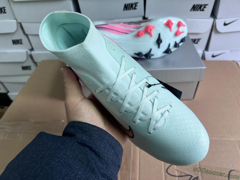 Nike Air Zoom Mercurial Superfly 10 Elite AG Artificial Grass Soccer Cleats - Jade/Gold/Pink
