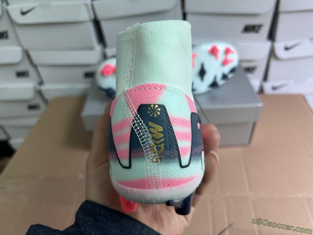 Nike Air Zoom Mercurial Superfly 10 Elite AG Artificial Grass Soccer Cleats - Jade/Gold/Pink