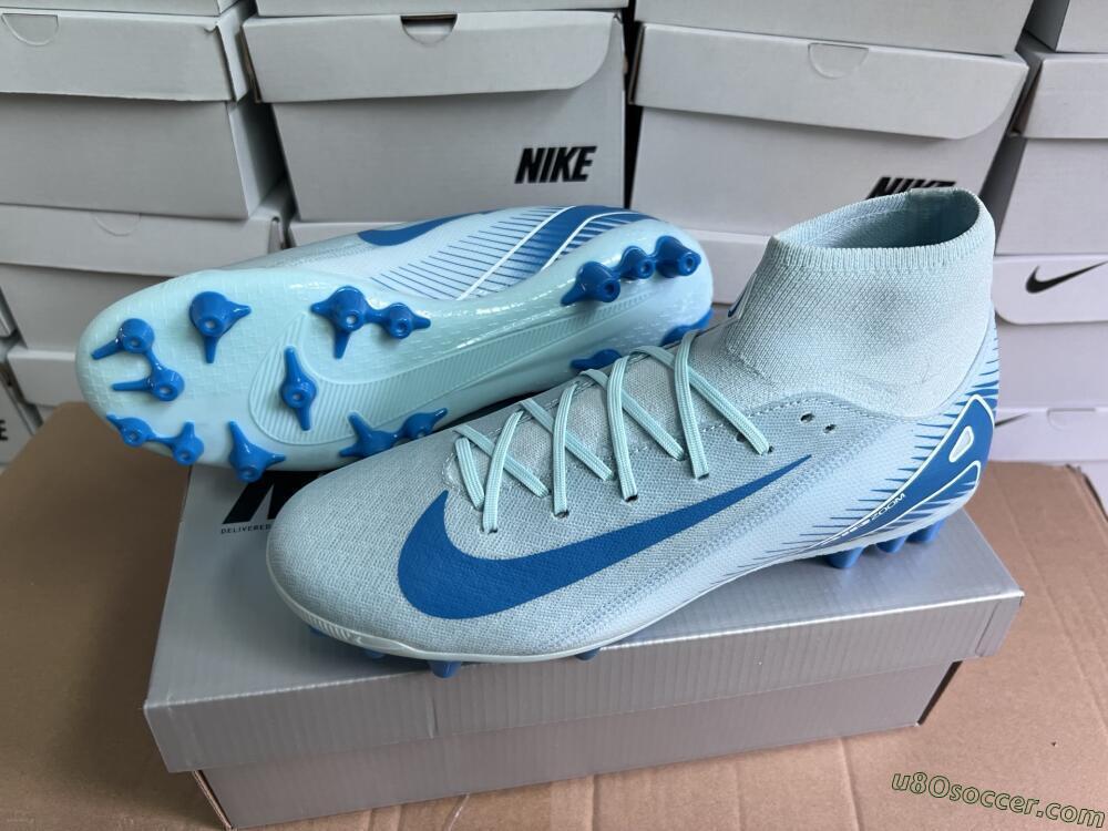 Nike Air Zoom Mercurial Superfly 10 Academy AG Artificial Grass Soccer Cleats - Jade/Blue/White