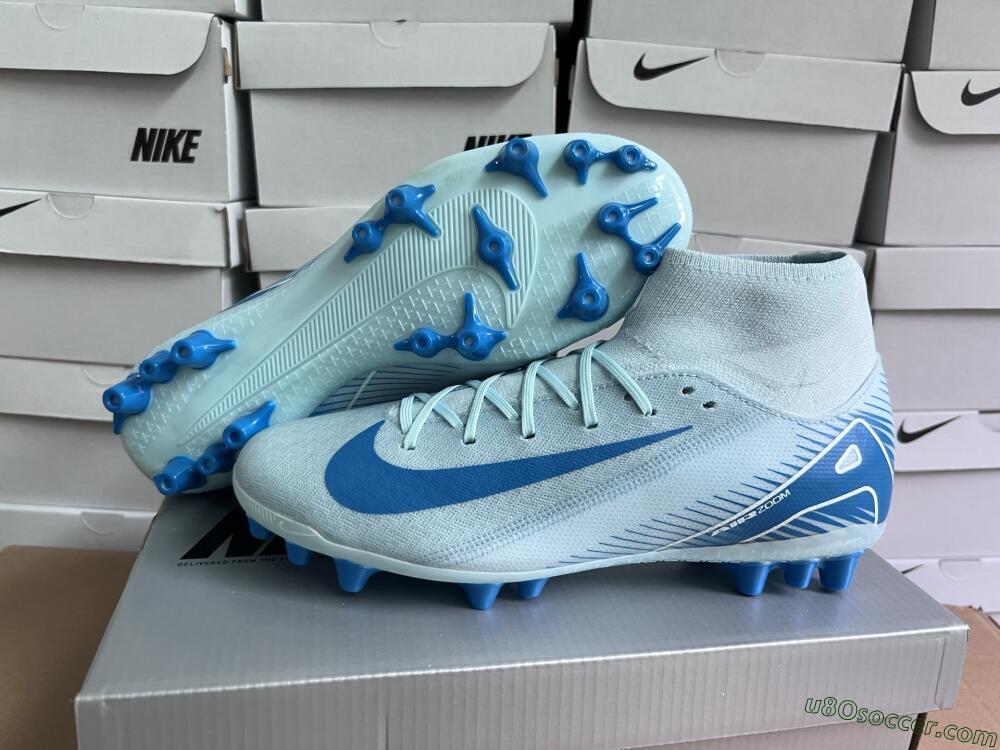 Nike Air Zoom Mercurial Superfly 10 Academy AG Artificial Grass Soccer Cleats - Jade/Blue/White