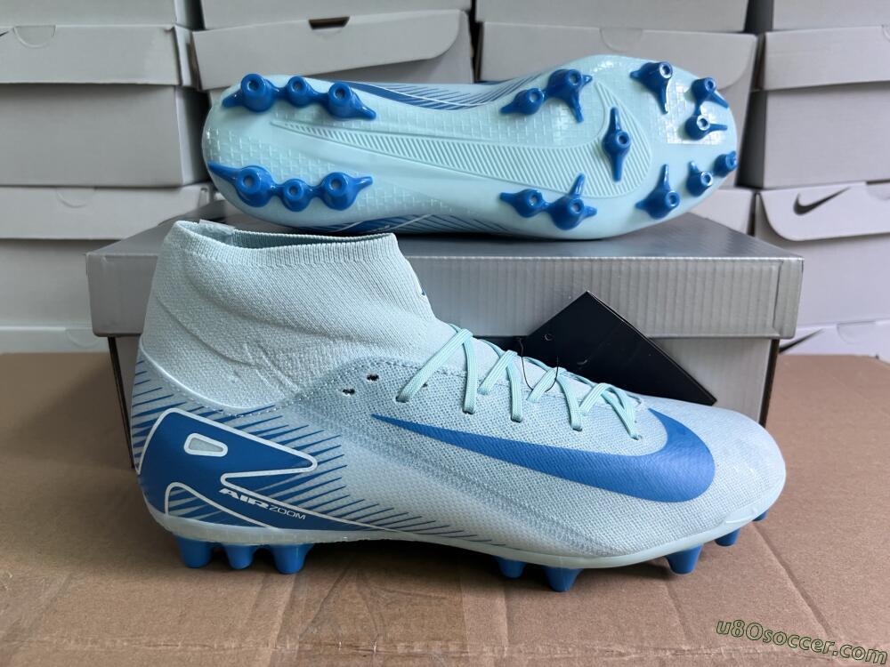 Nike Air Zoom Mercurial Superfly 10 Academy AG Artificial Grass Soccer Cleats - Jade/Blue/White