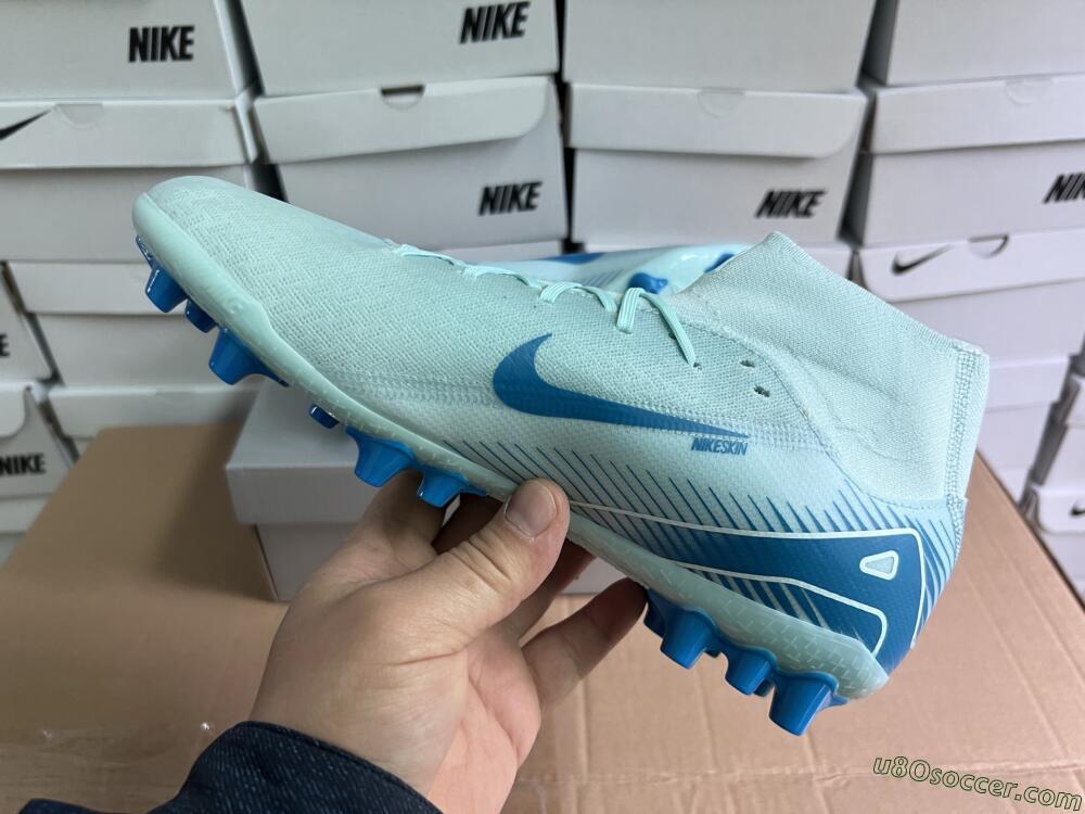 Nike Air Zoom Mercurial Superfly 10 Academy AG Artificial Grass Soccer Cleats - Jade/Blue/White