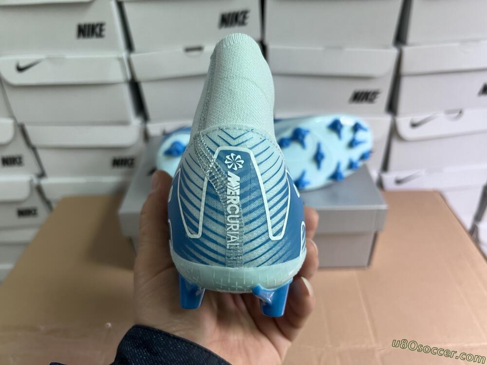 Nike Air Zoom Mercurial Superfly 10 Academy AG Artificial Grass Soccer Cleats - Jade/Blue/White
